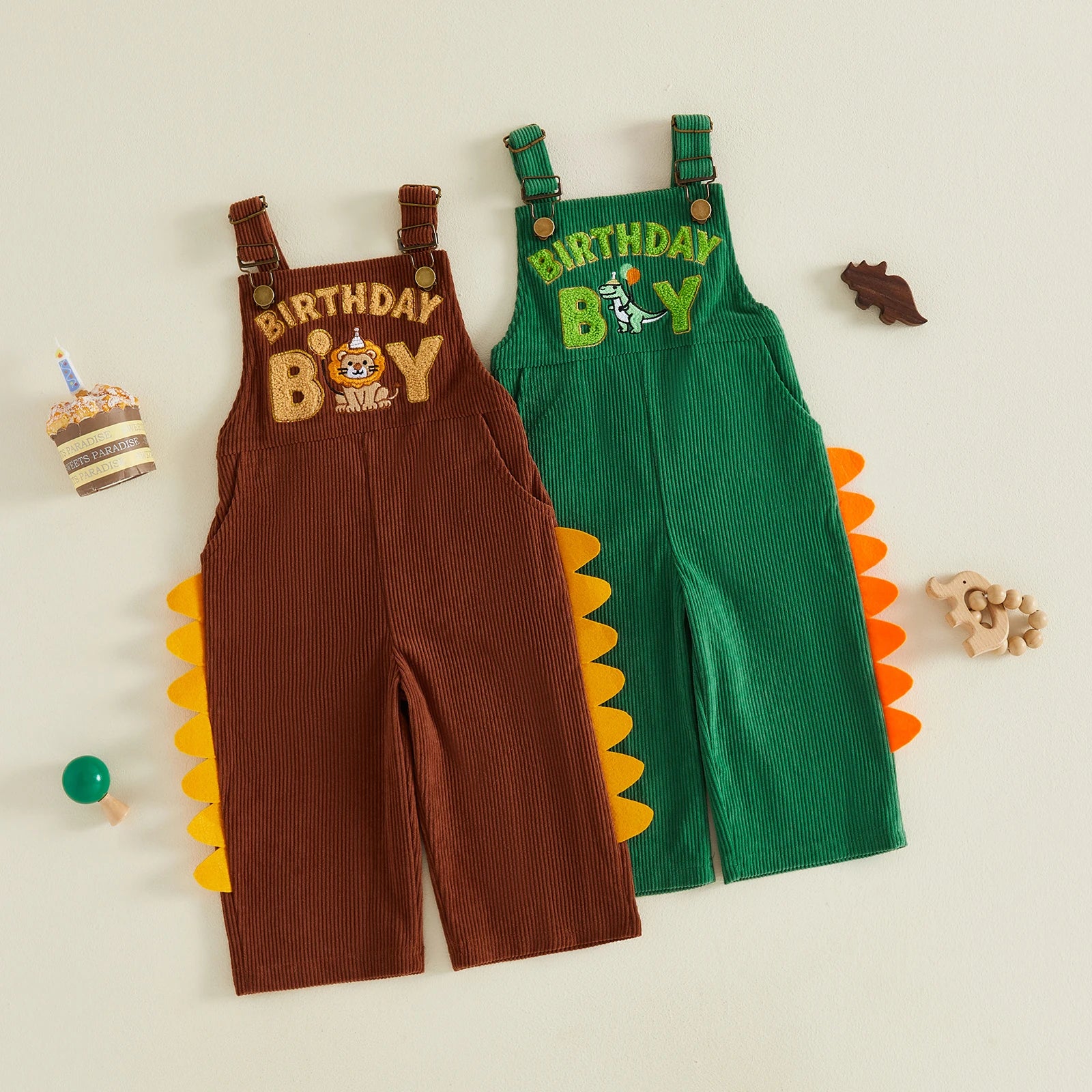 1-5Y Cute Kids Boys Overalls Sleeveless Embroidery Letters Animal Casual Jumpsuit Birthday Clothes