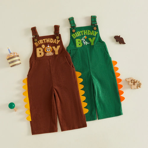 1-5Y Cute Kids Boys Overalls Sleeveless Embroidery Letters Animal Casual Jumpsuit Birthday Clothes
