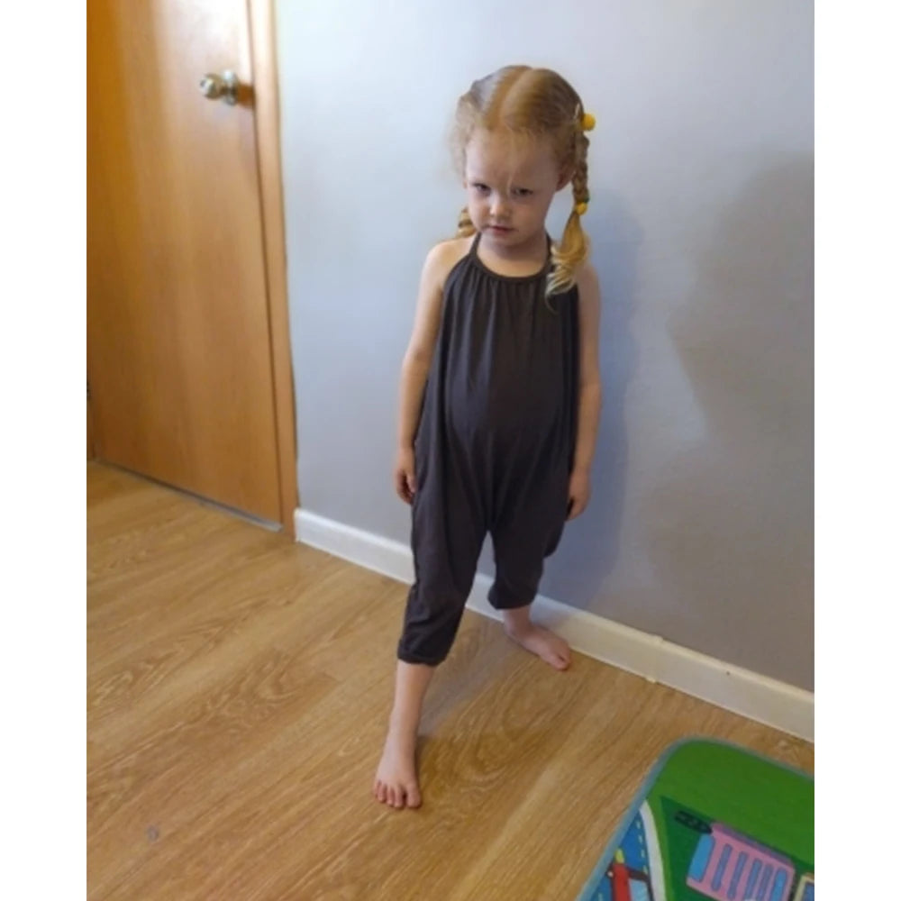 2026 Toddler Girls Summer Jumpsuit Clothes Kids Baby Solid Cotton Outwear Bodysuit Children Harem Pants Strap Backle One-Pieces