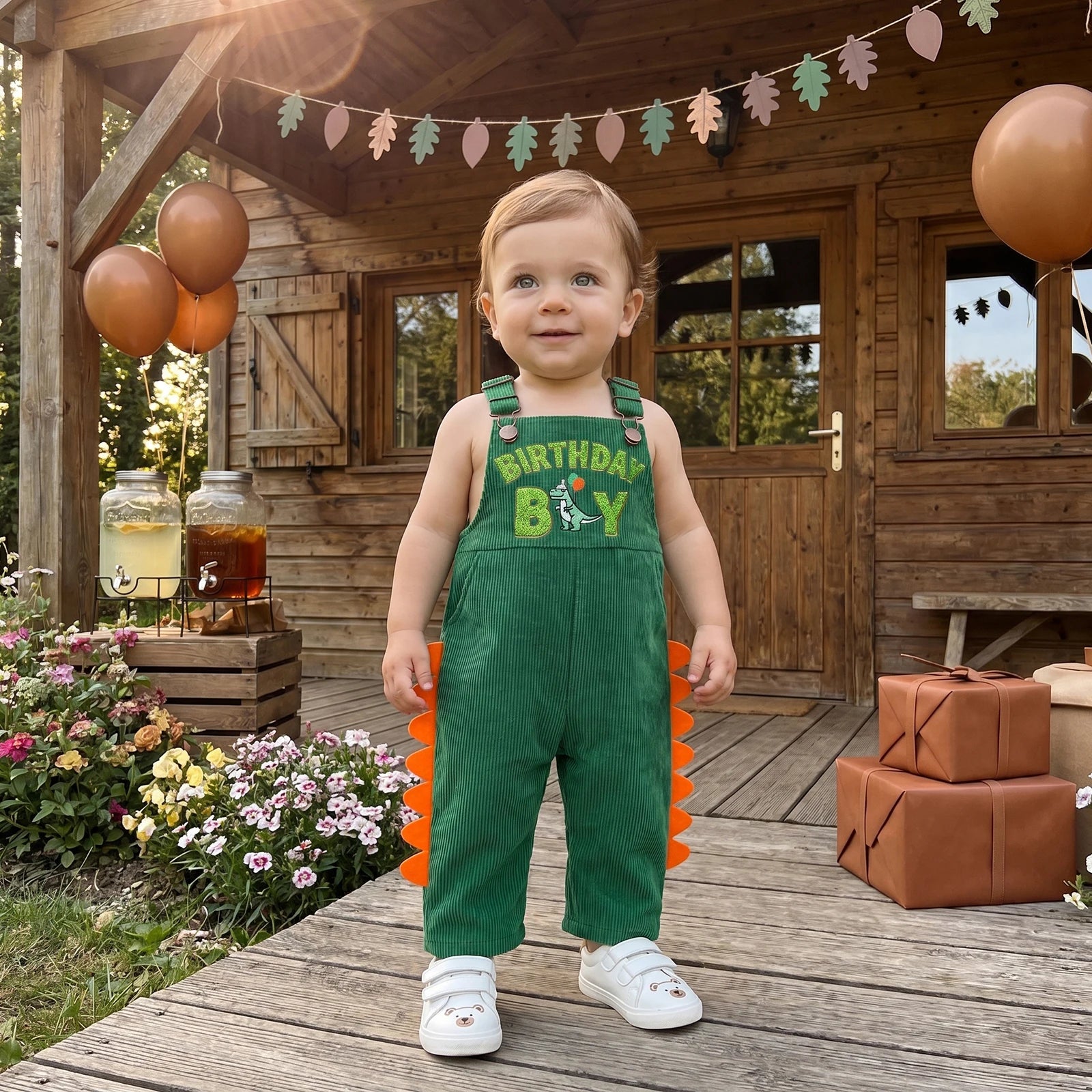 1-5Y Cute Kids Boys Overalls Sleeveless Embroidery Letters Animal Casual Jumpsuit Birthday Clothes