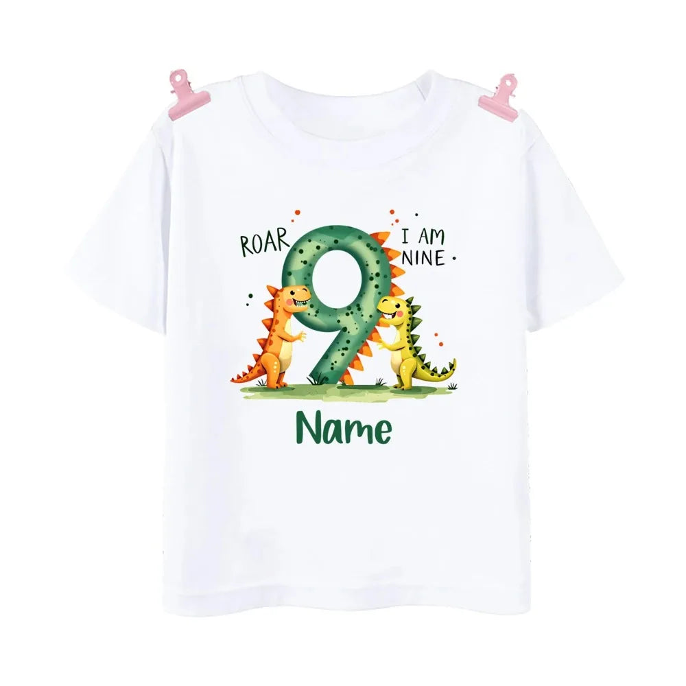 Custom Name Dinosaur Birthday T-Shirt Boys 3rd Birthday Shirt Roar I Am Three Kids Party Outfit Personalized Gift
