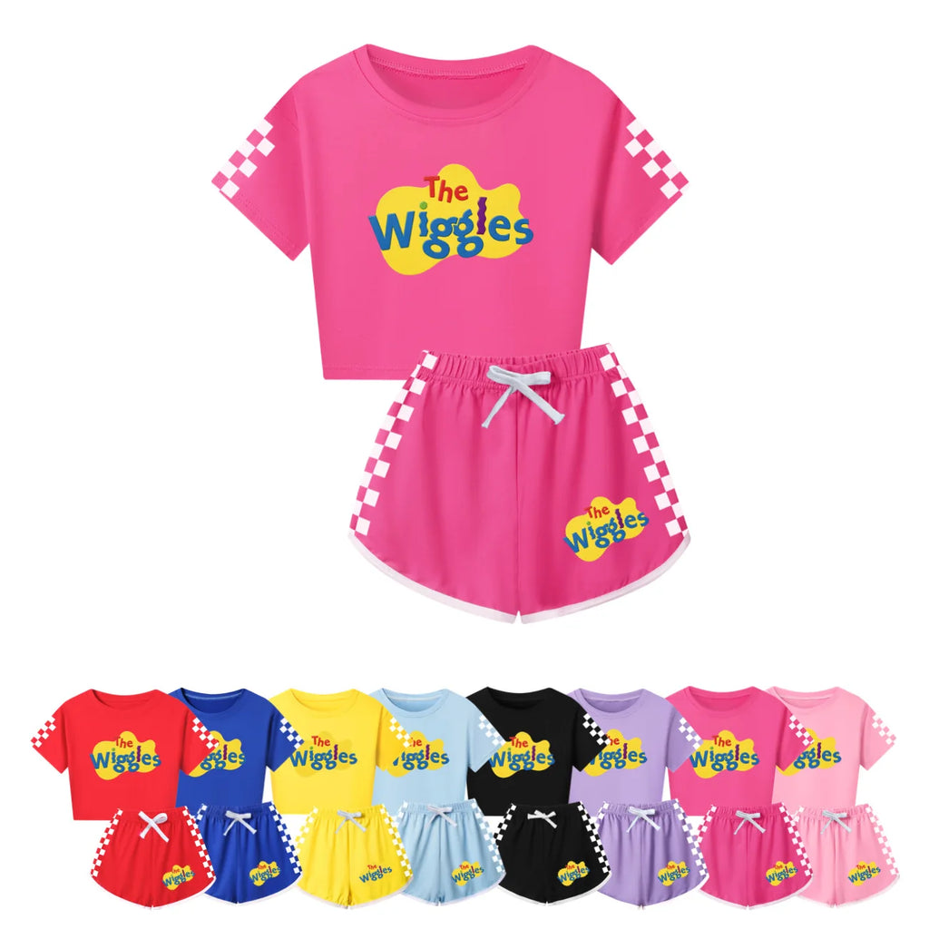 The Wiggles Summer Clothes Sets Kids Cartoon T-shirts Shorts Two-piece Set Baby Boys Tracksuit Girls Outfits Suit Gift5671